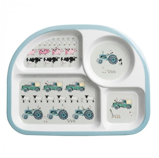 MDP2427 Childrens Melamine Divider Plate On The Farm