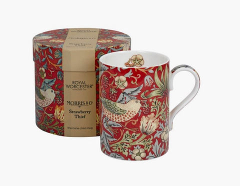 Morris & Co Strawberry Thief Crimson/Slate Mug