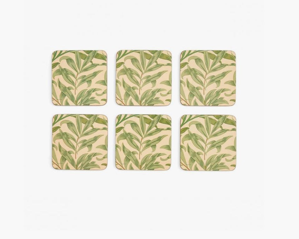 Morris & Co Willow Bough Green Coasters Set of 6